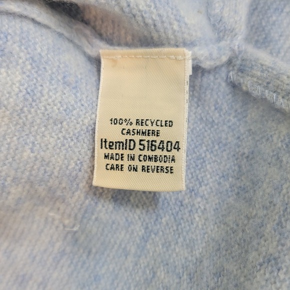 L.L. Bean Blue 100% Recycled Cashmere Turtleneck Sweater Tunic Oversize M READ - Picture 4 of 16